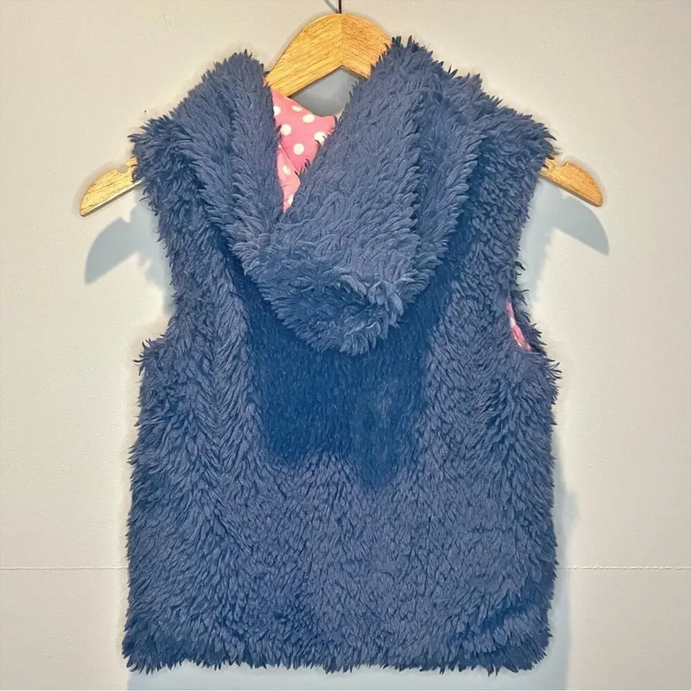 Mini Boden Blue Shaggy Zip Up Vest - size 11-12Y